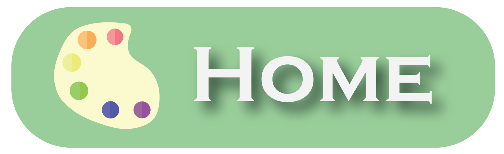 a light green background with a paint palette plus different color paints on it and the text home on the background